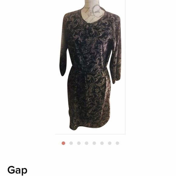 Gap Black Tan Flowers Dress Tie Front Small - Picture 3 of 10